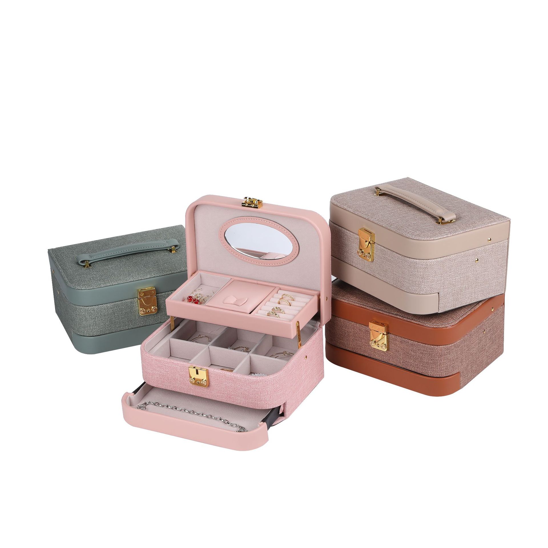 Korean Style Indie and Minimalism Pu Layered Earrings Jewelry Box High-End Wedding Birthday Gift Box Necklace Ring Storage