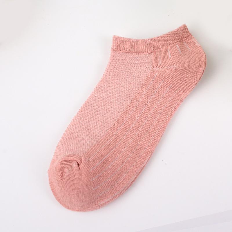 Women's Pure Color Low-Cut Liners Socks Spring and Summer Thin Cotton Japanese Low Top Shallow Mouth Invisible Socks Breathable Casual Mesh Women's Socks
