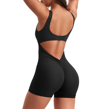 2024春夏新款 外贸亚马逊欧美女装 肩带露背修身提臀 瑜伽连身裤