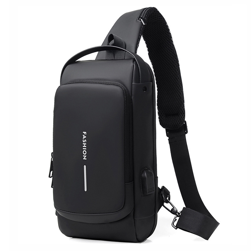 Men's Bag Shoulder Messenger Bag Multifunctional Sports Crossbody Chest Bag USB Charging Port Anti-Theft Chest Bag