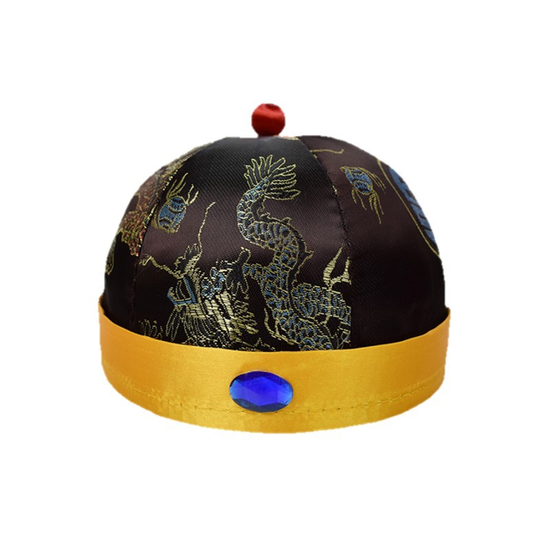 寿帽男款硬壳瓜皮帽老人送老衣白事殡葬用品寿衣全套配件厂家批发