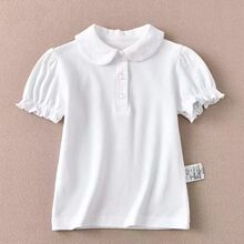 儿童夏季短袖polo衫小童宝宝纯棉校服夏款白色翻领小学生薄款纯色