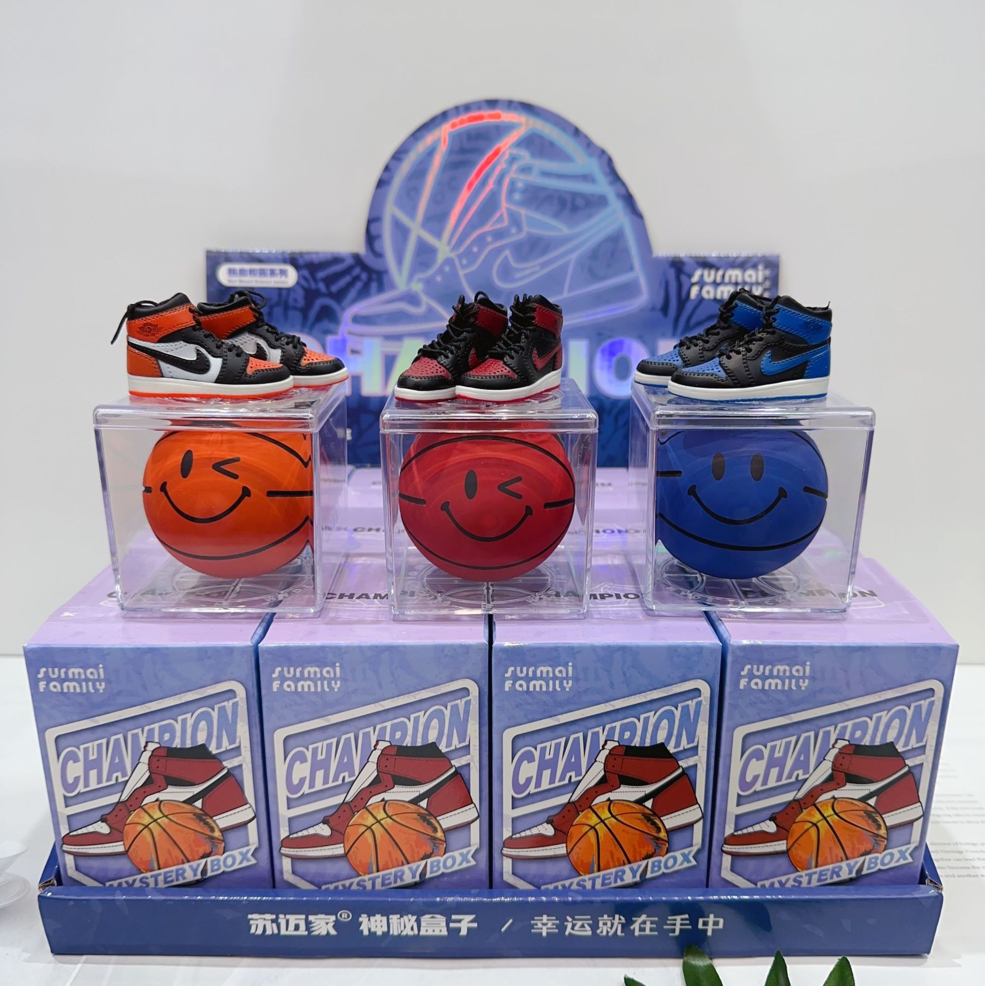 新款球星网红球鞋高弹力球盲盒手办可爱3d立体篮球鞋高颜值摆件