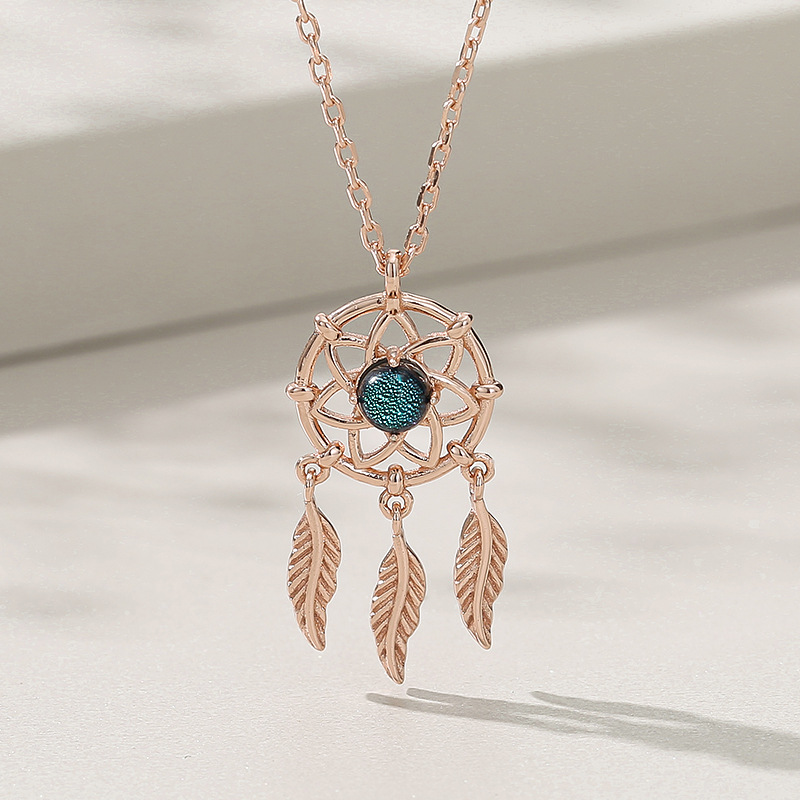 缘信s925银捕梦网六芒星形项链女欧美外贸秋冬季项饰小众简约设计