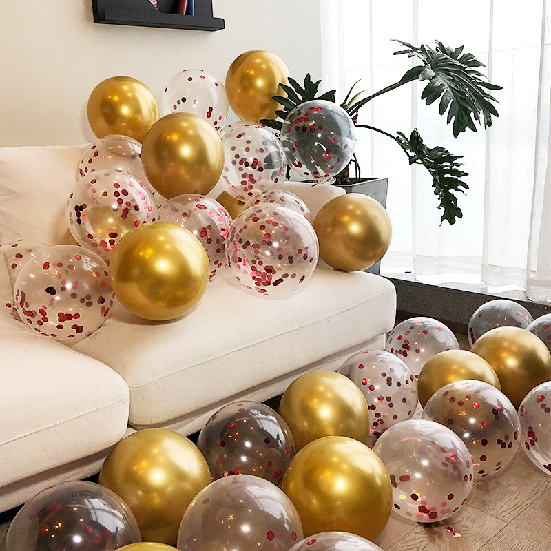 12-Inch Metal Gold Blue Sequined Balloon Wedding Red Hotel Online Red Birthday Decoration Scene Layout Children Full-Year