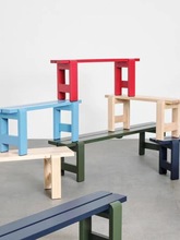 北欧风休闲户外彩色桌椅实木长条凳子设计师庭院露天桌子椅子组合