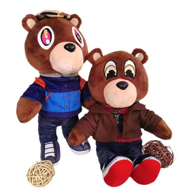 跨境新品kanye teddy bear 侃爷同款泰迪熊毛绒玩具公仔玩偶现货