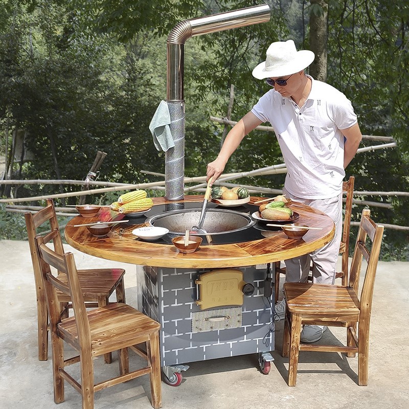 地锅灶家用农村炖锅农村炉子户外铁锅桌大锅商用台柴火灶地锅鸡