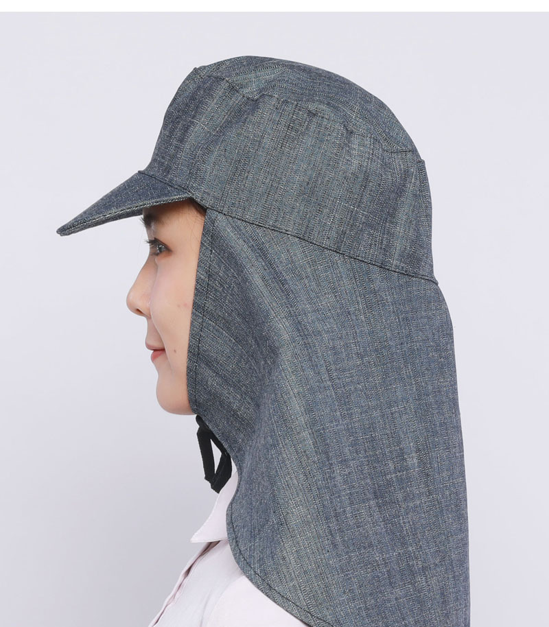 日本式工作帽子 职业 牛仔布 披肩 搬运帽 劳动防护 防污 防尘