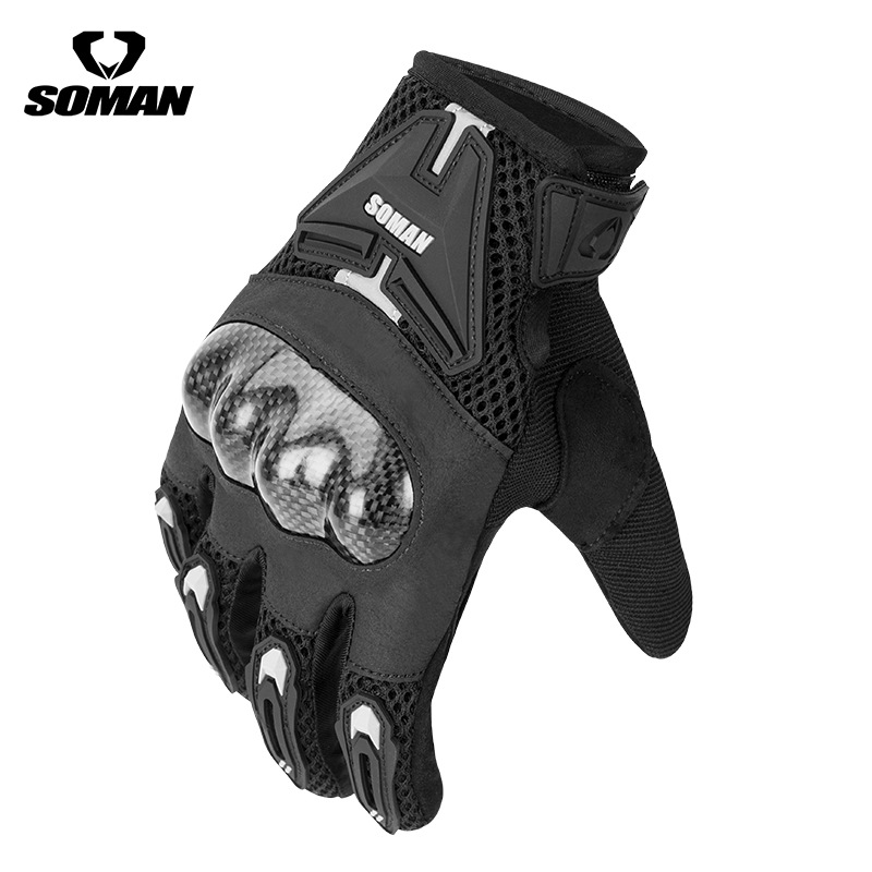 soman摩托车骑行手套男防摔透气机车赛车防滑四季通用碳纤手套