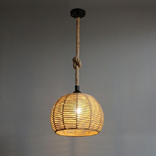 round Spherical Hemp Rope Ceiling Lamp Vintage Clothing Store Net Bar Counter Coffee Restaurant Ideas Special Japanese Style Pastoral B & B