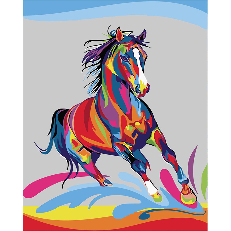 数字油画diy跨境电商亚马逊外贸装饰画手绘填色丙烯颜料彩绘马