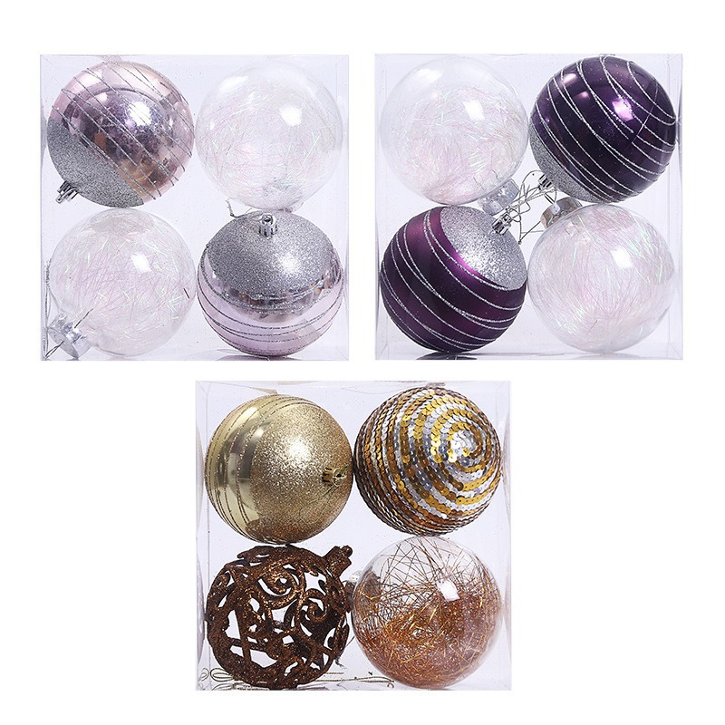 跨境厂家批发产品多款式彩绘圣诞球 pet透明圣诞球套装圣诞装饰品