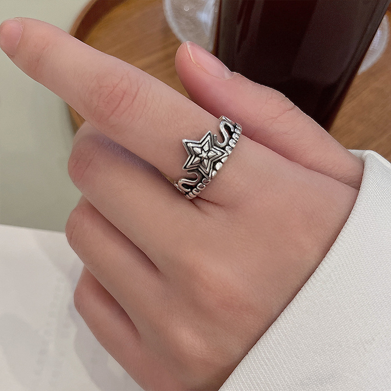 Ring Does Not Fade Special-Interest Design Opening Adjustable Index Finger Ring Retro High-Grade Light Luxury Ins Style Bracelet for Women