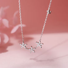 2021新款925银闪钻花朵项链简约设计感清新小众甜美森系女锁骨链