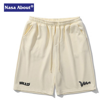 NASA爆款华棉短裤男2024休闲运动五分裤宽松直筒裤夏季男沙滩裤子