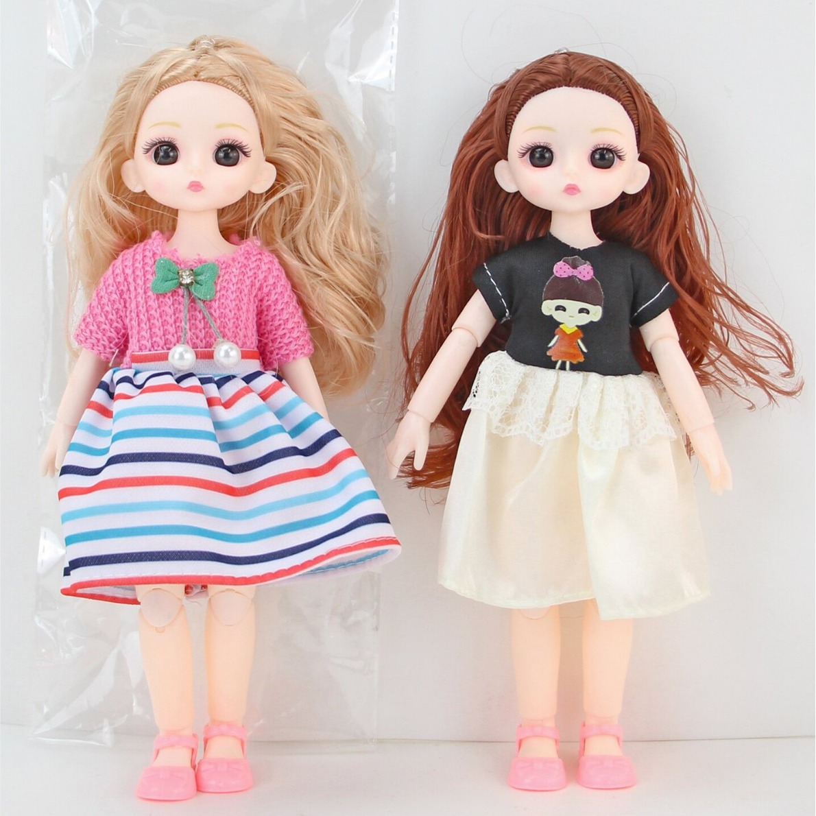 跨境出口儿童过家家仿真23cm15关节实身3d眼公主娃娃玩具外贸边贸