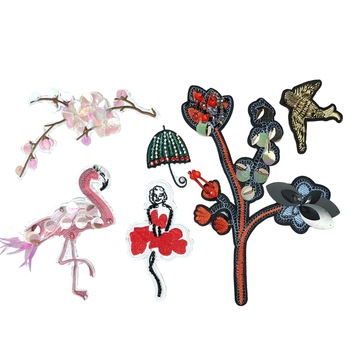 小鸟图案珠片刺绣布贴衣服绣花毛巾绣装饰标diy补丁贴-阿里巴巴