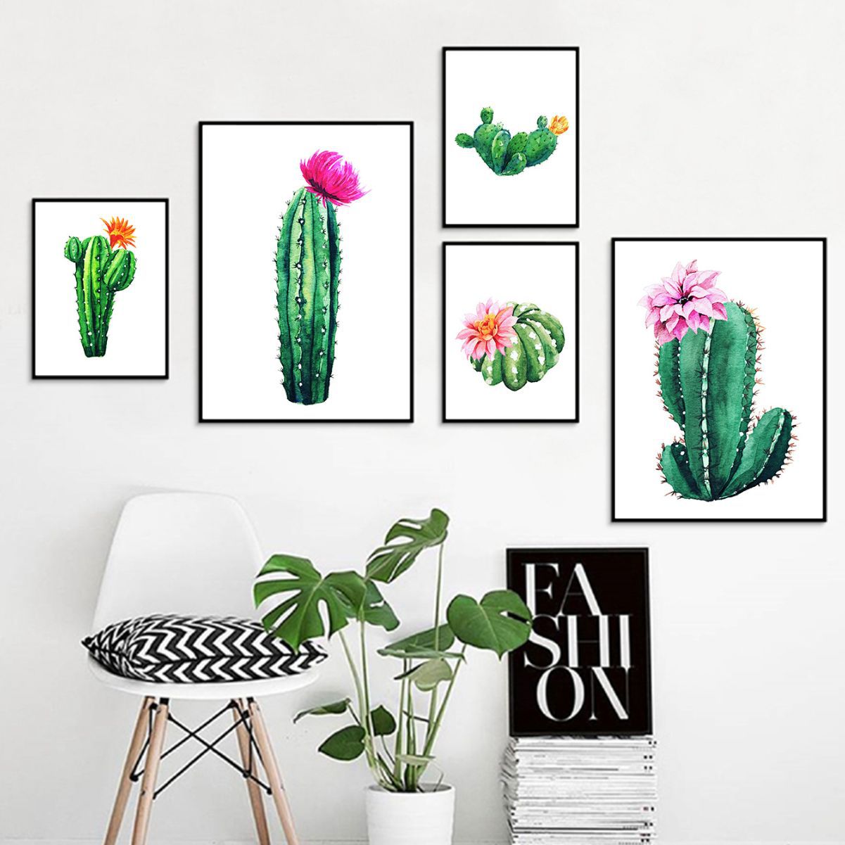 外贸亚马逊绿植仙人掌画芯喷绘挂画海报无框画壁画跨境帆布画