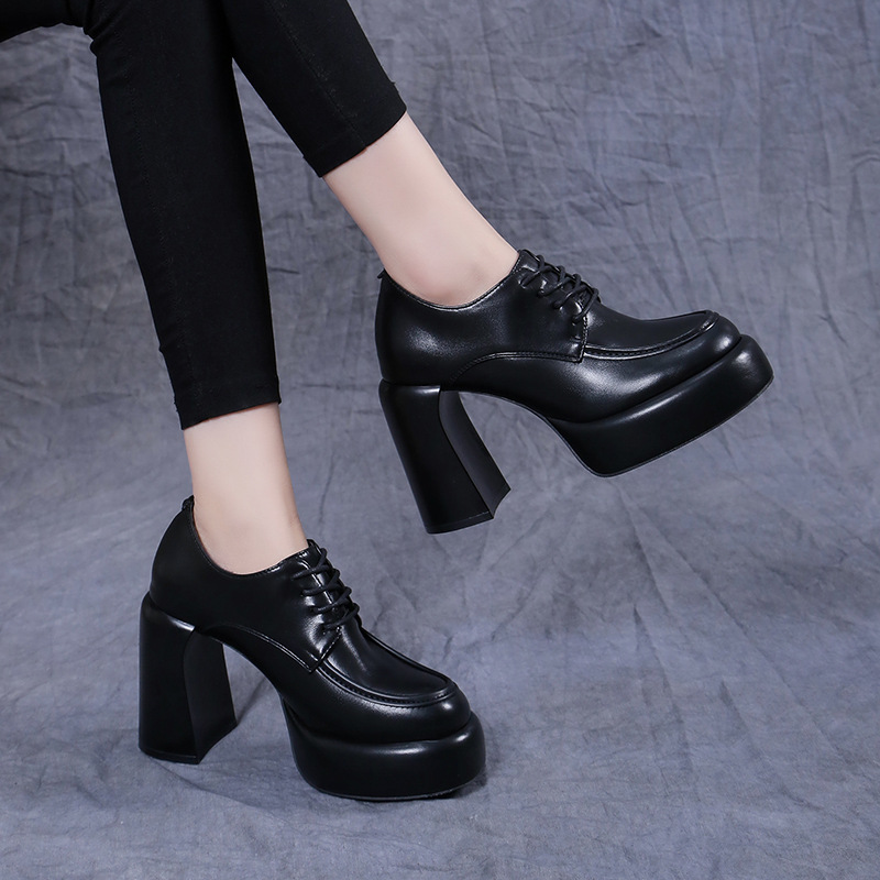 外贸高跟鞋批发2024春新款通勤乐福鞋玛丽珍防水台粗跟时装单鞋女
