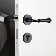 美式黑色门锁北欧室内仿古欧式房门锁金色卧室静音磁吸门锁分体锁
