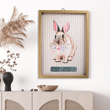 复活节壁挂简约现代可爱动物兔子复古装饰画客厅卧室背景墙相框画