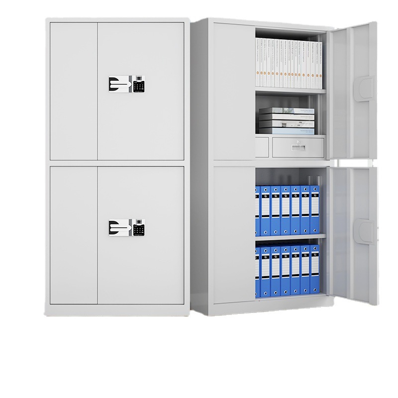 办公室电子指纹保密柜通体钢制文件柜国保锁带抽屉小型矮柜资料架