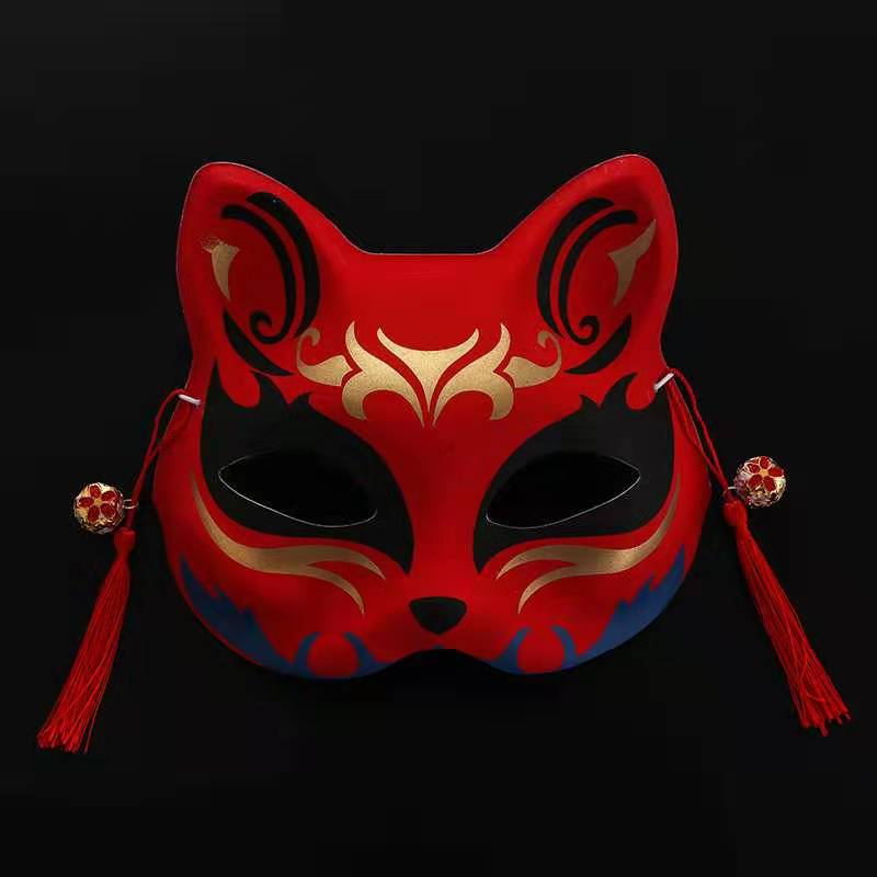 半脸猫狐狸面具抖音网红同款日式和风动漫儿童派对舞会面具批发