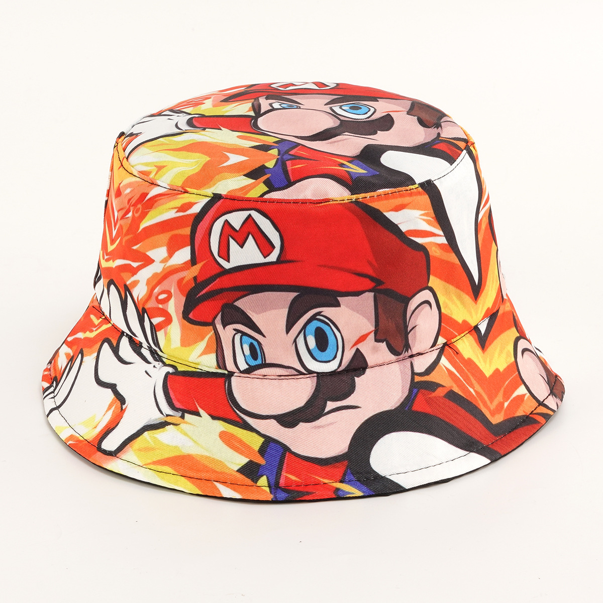 New Children's Cartoon Peripheral Bucket Hat Mario Mario Super Mary Hat Middle and Big Children Bucket Hat 56cm