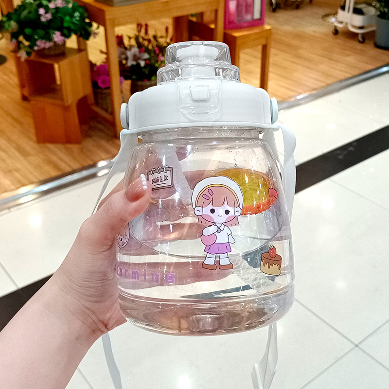 Large Capacity Big Belly Water Cup Spot Male and Female Students High-Looking Straw Cup Children's Plastic Cup Kettle Gift Cup