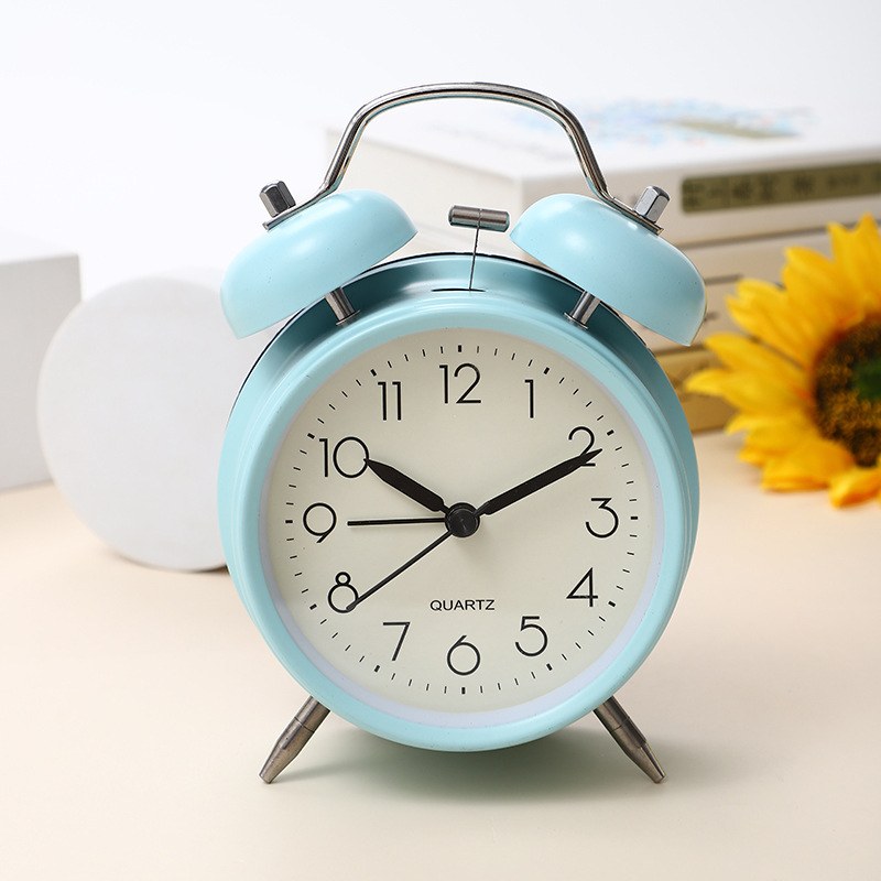 可爱3寸金属打铃数字闹钟床头大音量静音时钟学生起床定时小闹钟