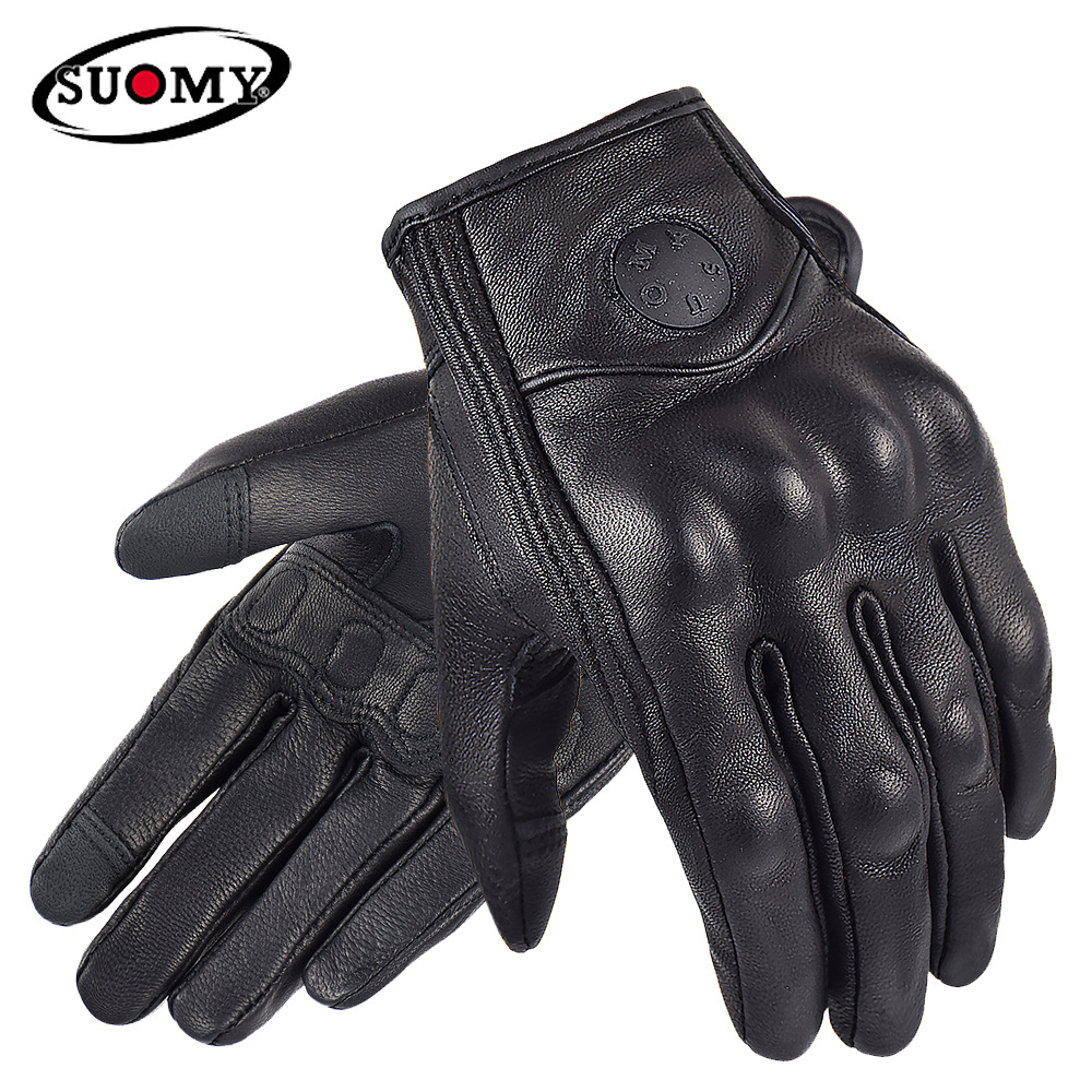 Suomy New Full Leather Motorcycle Gloves Men's and Women's Motorcycle Riding Equipment Touch Screen Wear-Resistant Gloves Cross-Border Wholesale