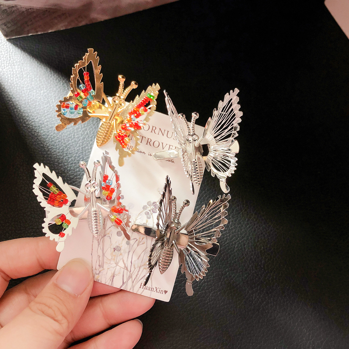 抖音热销古风会动蝴蝶发夹小女孩头饰金属发卡刘海夹边夹儿童发饰