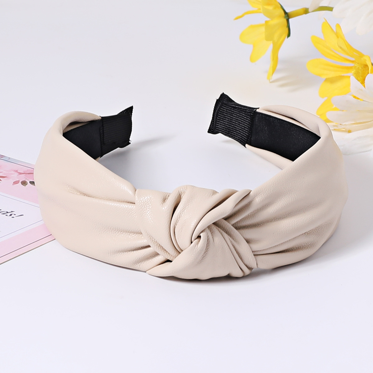 Internet Celebrity Leather Headband Female Korean Student Cute Wide-Brim Hair Accessories All-Match Face Wash Headband Headdress Hairpin Hair Fixer