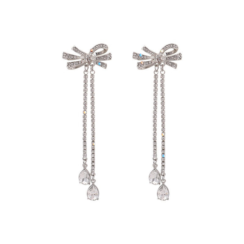 925 Silver Needle Light Luxury Zircon All-Match Earrings High-Grade Fashion Earrings Female Temperament Hot Tassel Earrings Wholesale