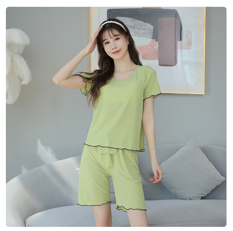 Ice Silk Pajamas Women's Pajamas with Chest Pad Summer Can Be Worn outside Loose Classic Style Homewear Summer Pajamas Suit