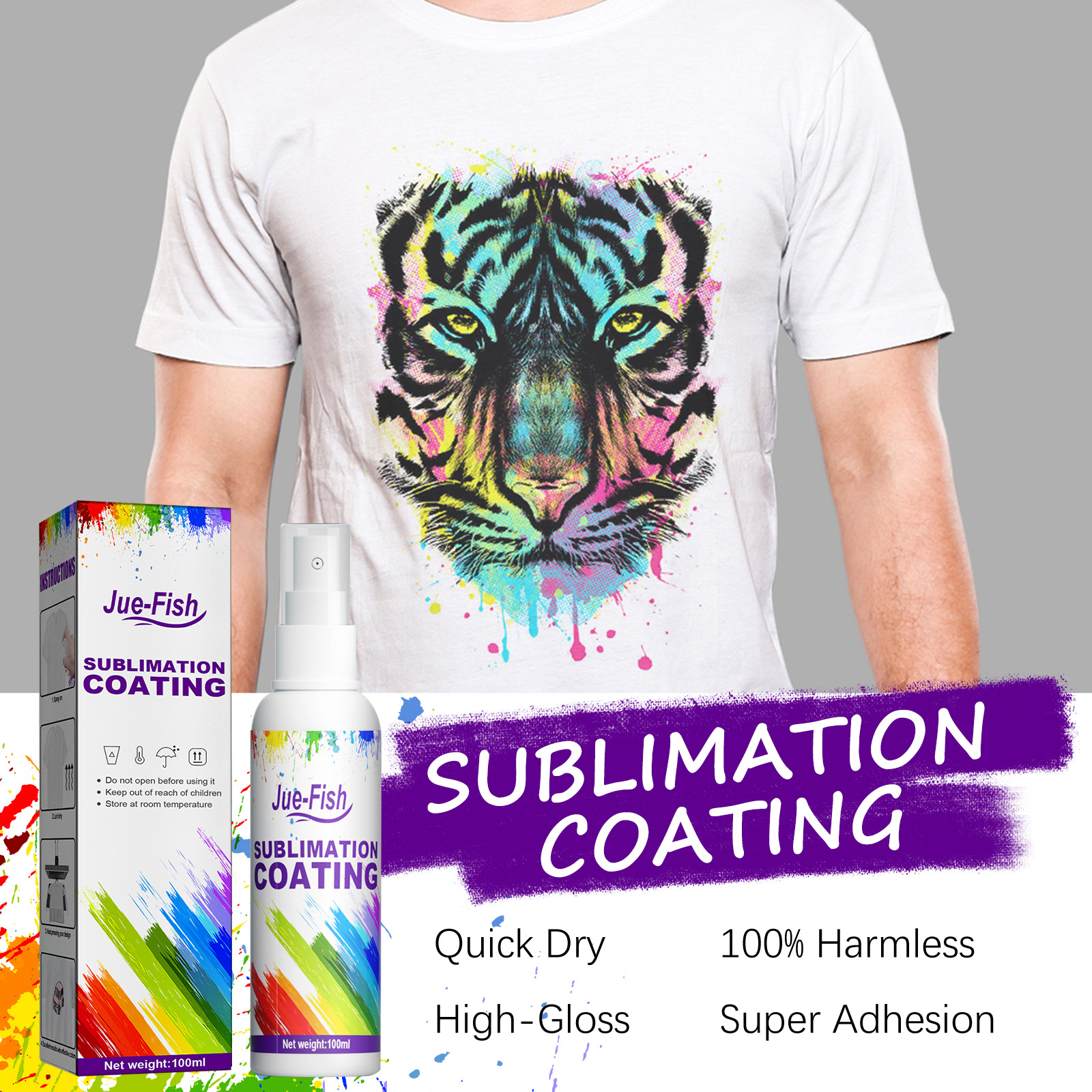 Jue Fish Sublimation Coating Spray Clothing Heat Transfer Printing Thermal Transfer Wear-Resistant Stain-Proof Multi-Purpose Clothing Carton