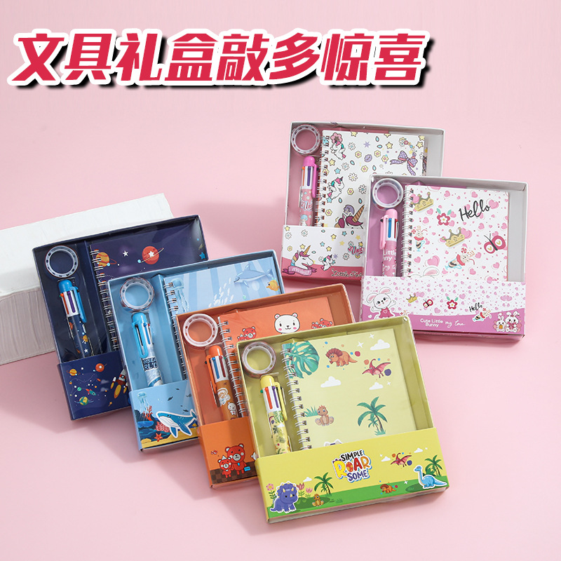 In Stock Wholesale Student Notebook Diary Journal Book Notepad Travel Book Children Pupil Prize Set