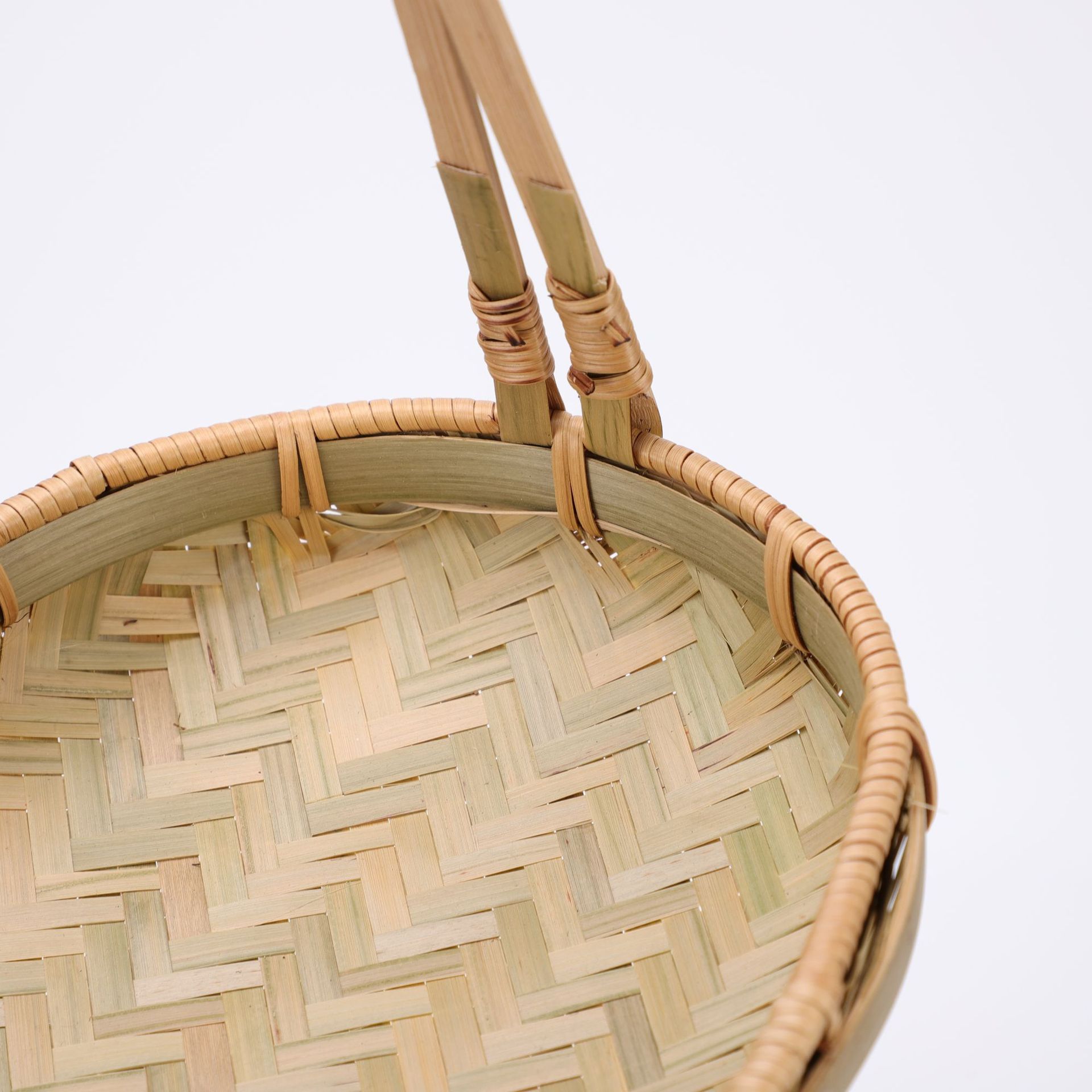 竹编竹篮子手提篮椭圆竹篮家用竹篮收纳筐采摘簸箕