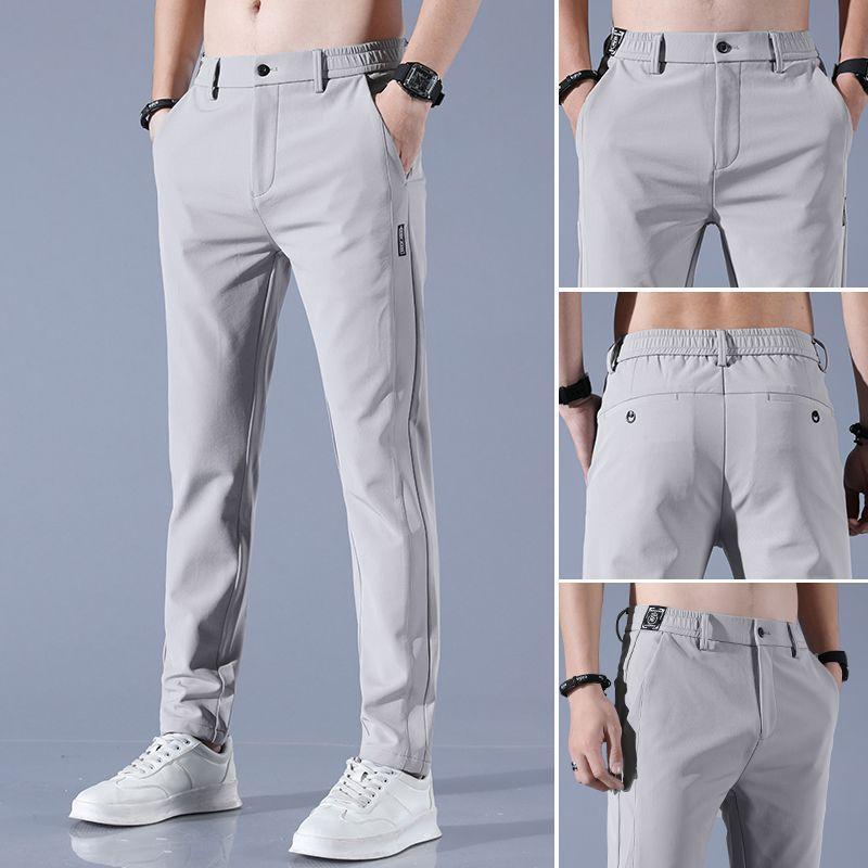 Ice Silk Leggings Men's Summer New Business Fashion Korean Style plus Size Thin Stretch Foreign Trade Casual Trousers