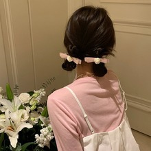 韩漫少女蝴蝶结丝带发夹女后脑勺小夹子芭蕾风玫瑰花发饰头饰发卡