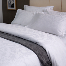 新款凤尾花宾馆酒店白色床单被套单人三件套双人床四件套床笠款国