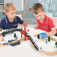 托马斯电动轨道火车 磁性小火车头木质轨道交通玩具 儿童生日礼物