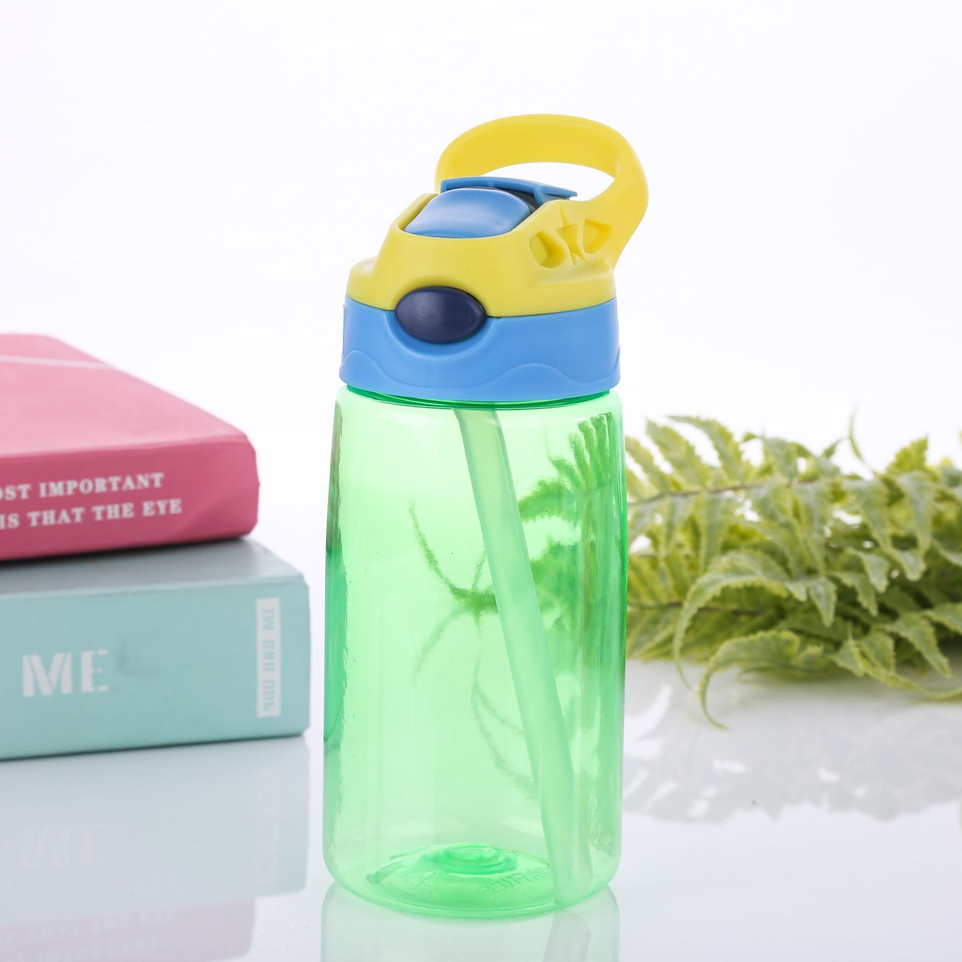 Cute Little Handsome Plastic Children Water Cup Straw Drink Transparent Cup Creative Tumbler Duckbill Pot Cup Logo