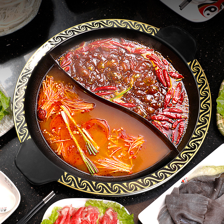 商用龙纹火锅盆铁锅重庆鸳鸯子母九宫格明火电磁炉专用锅具批发