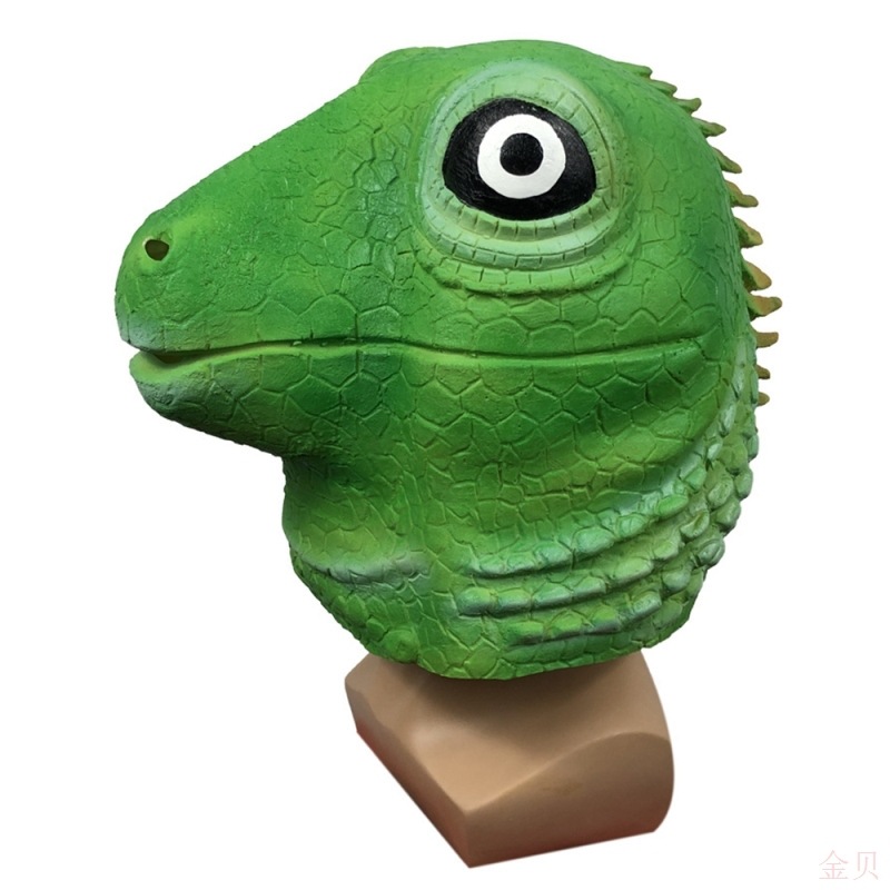 搞笑蜥蜴动物头套面具化妆舞会可爱乳胶头饰万圣节日派对恶搞道具