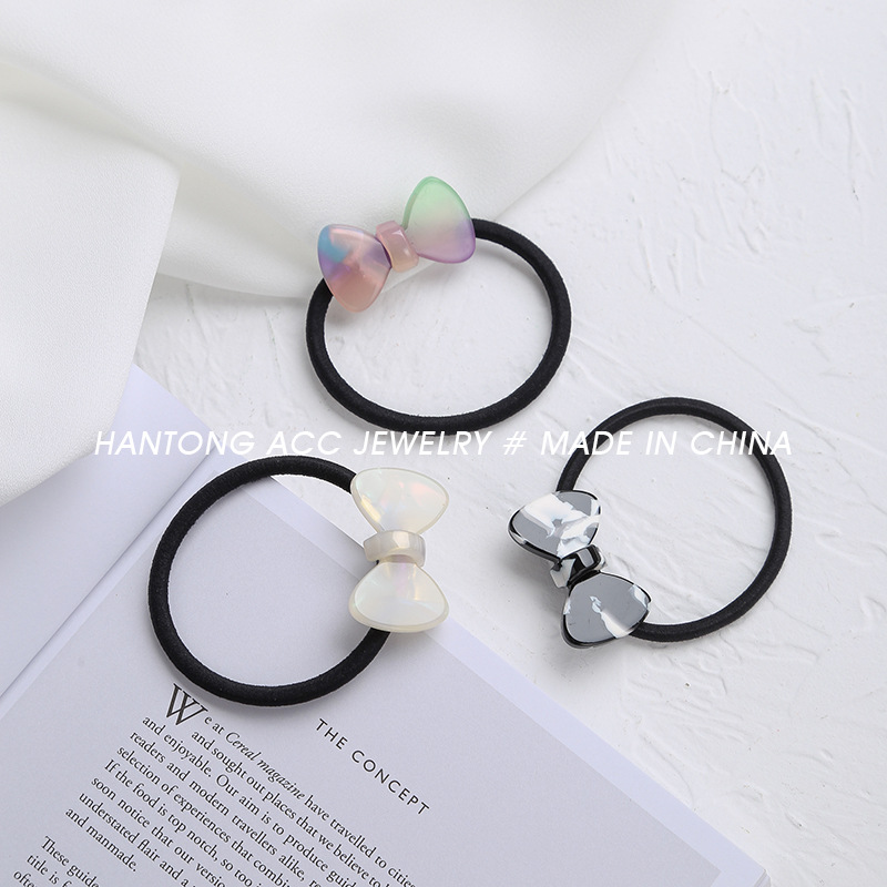 Acetate Bow Tie Rubber Band Korean Ins Bow Tie Hair Bun Headband Simple Hair Ring Leather Cover See-through Women