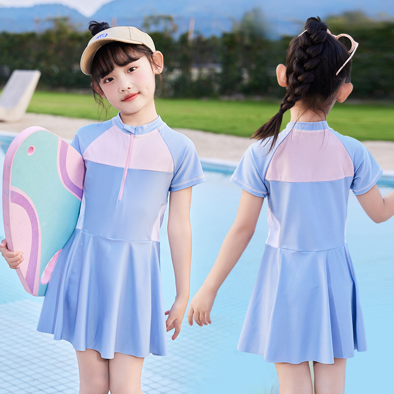 Children's Swimsuit 2024 Winter New Girls' Baby Cute Girls' One-Piece Swimsuit Equipment Japanese Style Swimming Dress