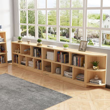 书架置物架落地儿童书柜家用卧室客厅简易实木多层格子储物收纳柜