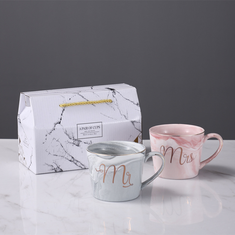 Mis Flamingo Marbling Mug Wedding Gift Couple's Cups Mid-Autumn Festival Gold Jewelry Gift